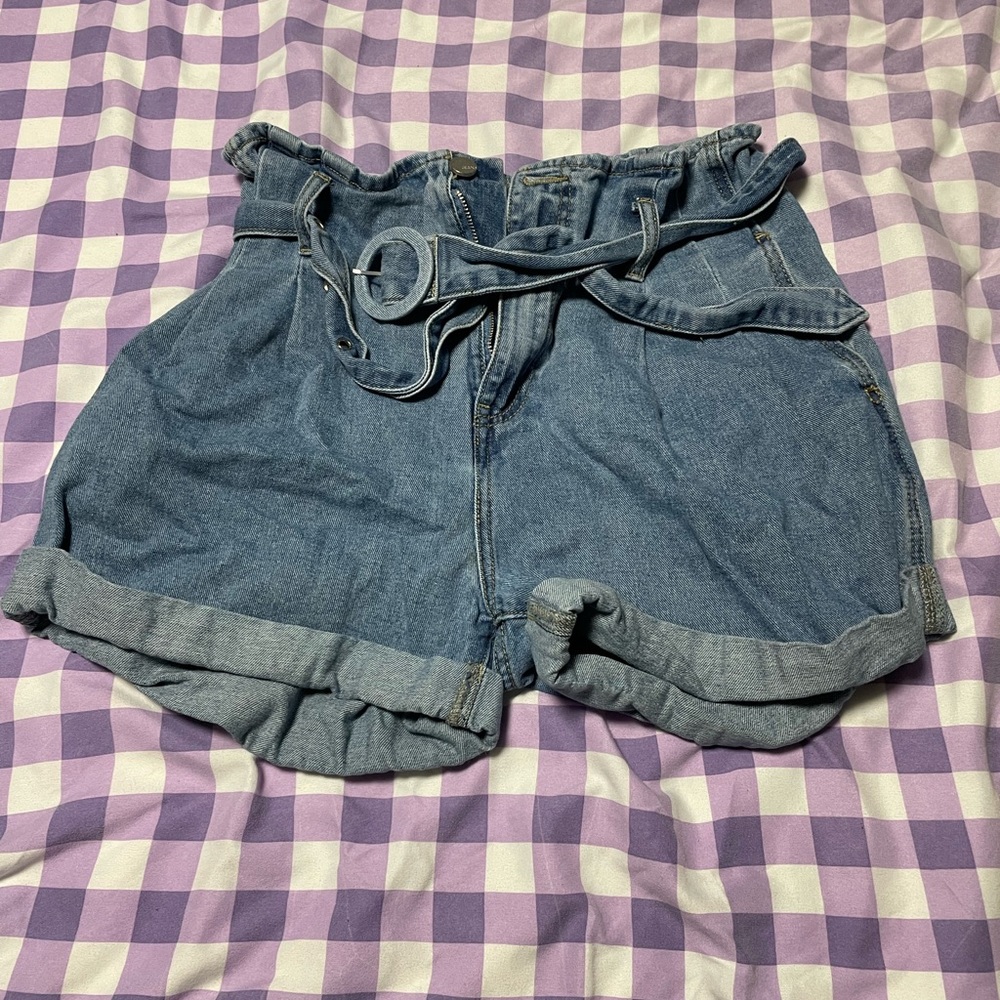 High waisted denim shorts
